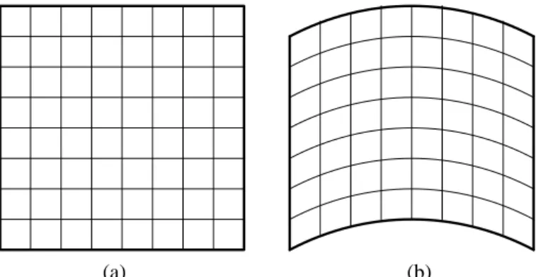 Gambar 2.3 Ruang  2 dimensi (a) yang datar  (b) yang lengkung 