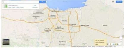 Gambar 1: Peta Digital (Google Map) adopted from http://maps.google.com Service ini dapat malakukan pencarian suatu 