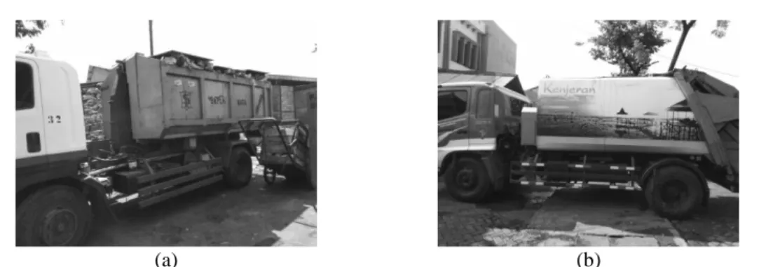 Gambar 2. Jenis Kendaraan: (a) Arm Roll Truck dan (b) Compactor Truck  Inventarisasi Data 