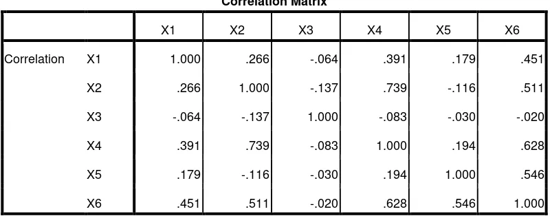 Tabel 3.3 Matriks Korelasi 