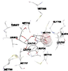 Gambar 3. VisualisasiMycetin-3-0-glucoside  Pada  senyawa  tiga  (Quercetin-7-0Glucoside)  terdapat  residu  asam  amino  yang  berinteraksi 