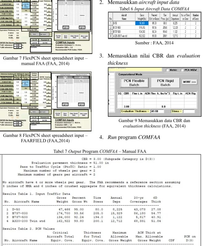 Gambar 8 FlexPCN sheet spreadsheet input –  FAARFIELD (FAA,2014) 