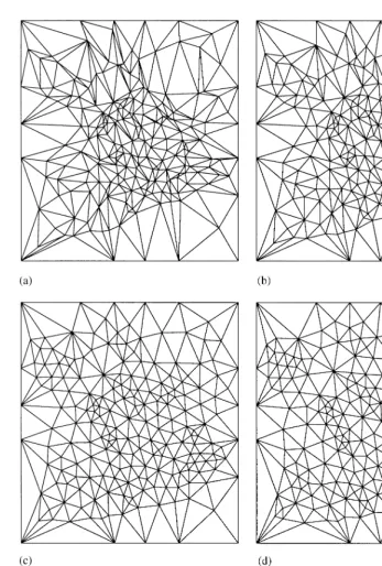 Fig. 5. (a) t = 0, (b) t = 13, (c) t = 23, (d) t = 1.