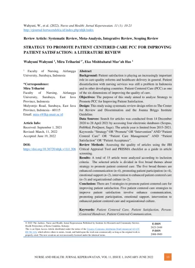 conceptualisation of patient satisfaction a systematic narrative literature review