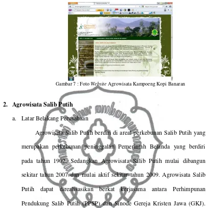 Gambar 7 : Foto  Website Agrowisata Kampoeng Kopi Banaran 