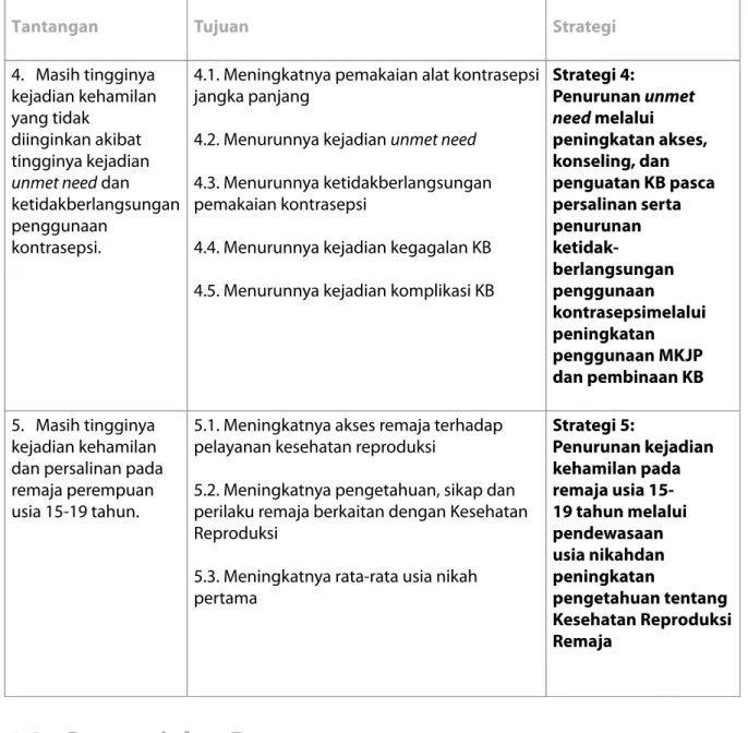 Tabel berikut ini menyajikan berbagai program untuk masing-masing strategi berikut  sub-programnya.