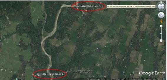 Gambar 4. 2 Peta lokasi Jembatan Kebon Agung II dan Kebon Agung I  Sumber : Google Earth 