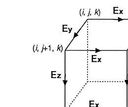 Fig. 1. Sampling positions for the electric field components on astaggered grid.