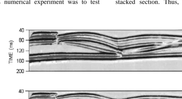 Fig. 5. Array FD CDP sections for the models without top and with bottom the LVL.Ž.Ž.