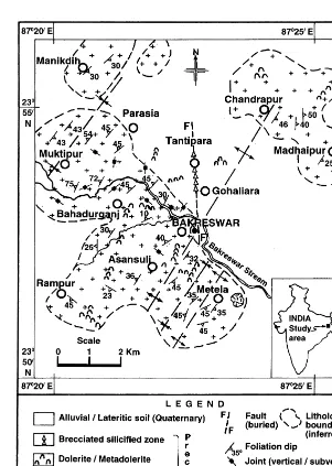 Fig. 2. Geological context of Bakreswar geothermal area modified after Nagar et al., 1996 .Ž.