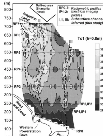 Fig. 5. Contour map of total gamma ray counts recorded by a gamma-ray spectrometer in area lying between Powerhouseand Shangrila Hotel area