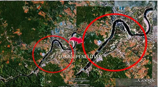 Gambar 2. Lokasi Sungai Kampar dari Rantau Berangin – Kuok  