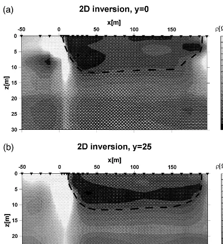 Fig. 9. Two-dimensional inversion results for the profiles ys0 and ys25 in Mellendorf