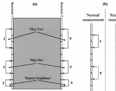 Fig. 4.Ž .aCirculating measurement configurations used in electrical imaging.Ž .bThe ‘‘normal’’ transfer resistancemeasurement and its reciprocal.