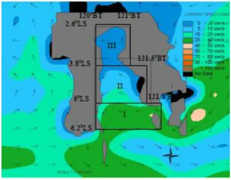Gambar 1. Pola Arus permukaan laut Teluk Bone Bulan Januari 2006-2010 