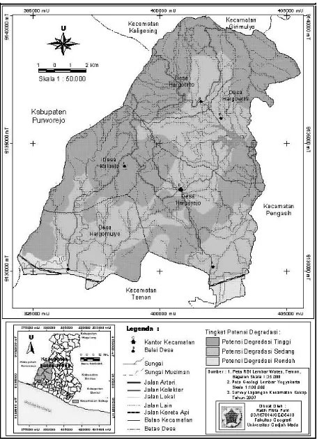 Gambar 1. Peta Potensi Degradasi Lahan di Kecamatan Kokap  