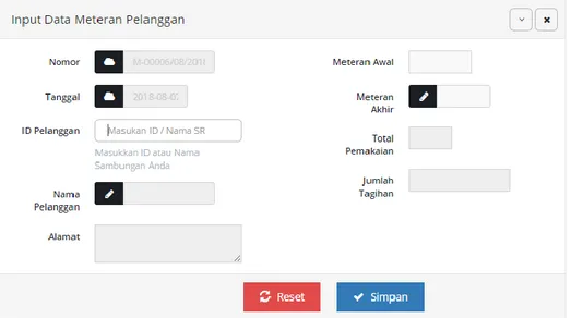 Gambar 11. Tampilan Halaman Input Data Meteran Pelanggan 