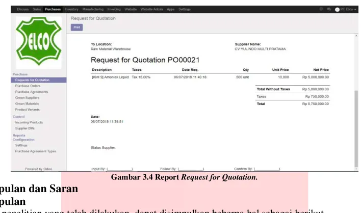 Gambar 3.4 Report Request for Quotation. 