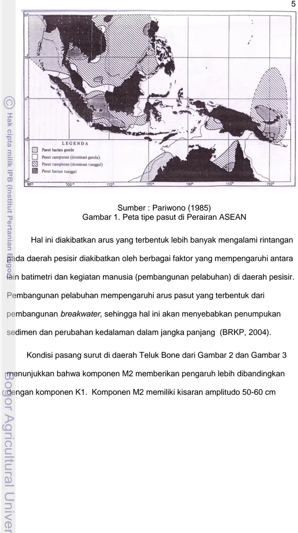 Gambar 1. Peta tipe pasut di Perairan ASEAN  