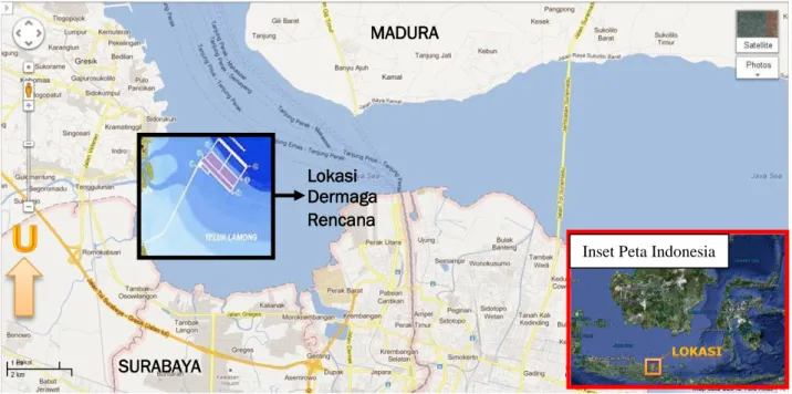 Gambar 1.  Lokasi Dermaga Petikemas Teluk Lamong di Selat Madura 