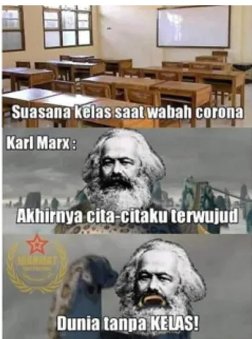 Gambar 7. Meme Karl Marx yang dihubungkan dengan wabah corona 