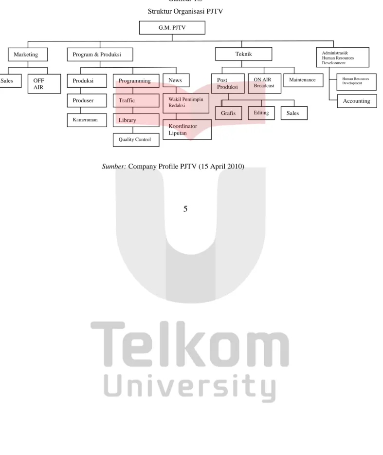 Gambar 1.3  Struktur Organisasi PJTV 