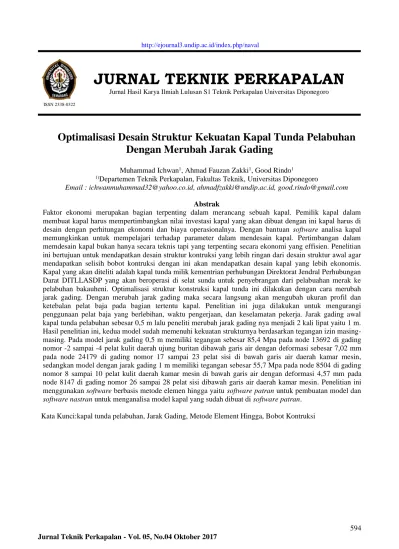 JURNAL TEKNIK PERKAPALAN Jurnal Hasil Karya Ilmiah Lulusan S1 Teknik ...