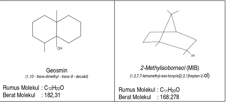 Gambar 2. Struktur kimia geosmin dan MIB 