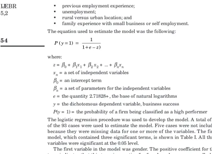 Table I.Previous experience in government employmentLogistic model forMade redundant within previous two-three years