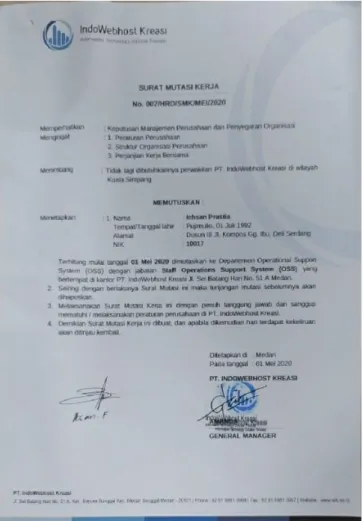Gambar 4.3  Surat Mutasi Kerja 