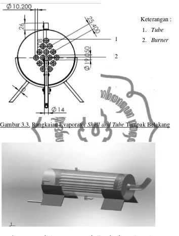 Gambar 3.4. Rangkaian Evaporator Shell and Tube 3 Dimensi 