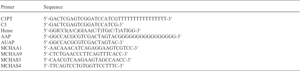 Table 1Primers used for cloning of CYP6L1 cDNA