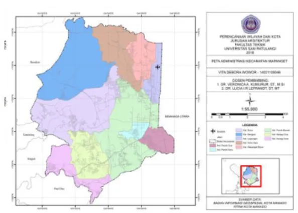 Gambar 1. Peta Administrasi Kecamatan Mapanget  Sumber: Penulis, 2019 