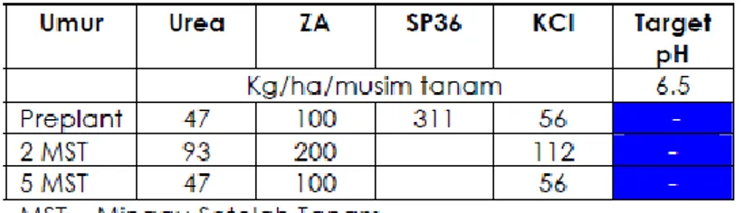 Tabel 1 Rekomendasi pupuk  untuk bawang merah pada tanah mineral,  tingkat kandungan P  dan K sedang