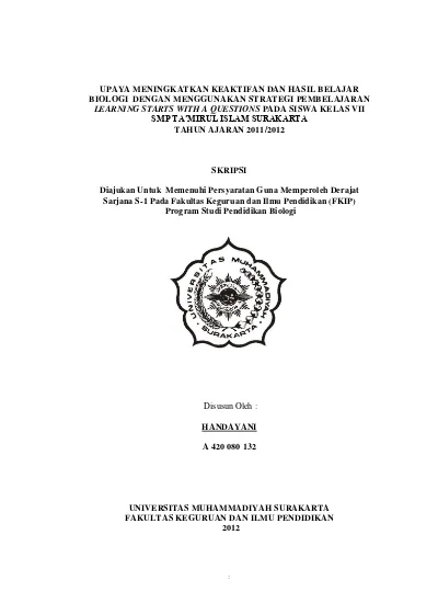 UPAYA MENINGKATKAN KEAKTIFAN DAN HASIL BELAJAR BIOLOGI DENGAN ...