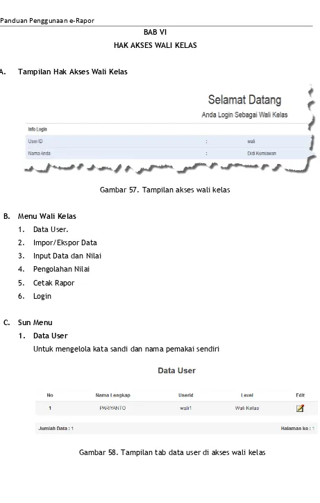 Gambar 58. Tampilan tab data user di akses wali kelas 