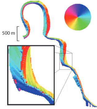 Fig. 1.Example ﬂow ﬁeld estimate from REALM forward simulation modelof the Walnut Grove experimental region near the river split (see Fig