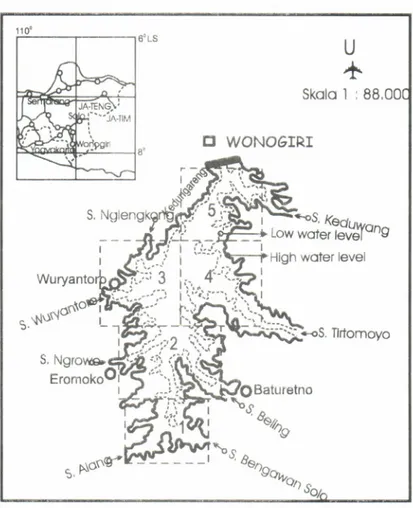 Gambar  1.  Peta lokasi  sampling  di  Waduk  Wonogiri