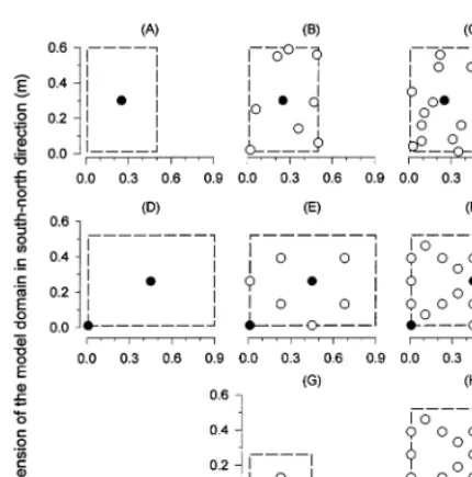 Fig. 1. Distribution of cauliﬂower (�and the middle row represent the mixed stands of thecauliﬂower experiments in 1994 (A–C) and 1995 (D–F), re-spectively