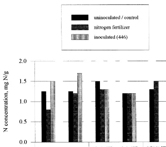 Fig. 5. Soil nitrogen (N) concentration in cropping systems with common beans and maize at Kiboko (topsoil, long rains (l.r.) 1997).