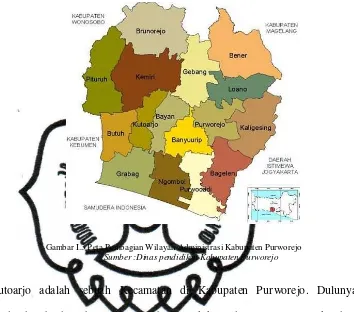 Gambar I.3 Peta Pembagian Wilayah Administrasi Kabupaten Purworejo 