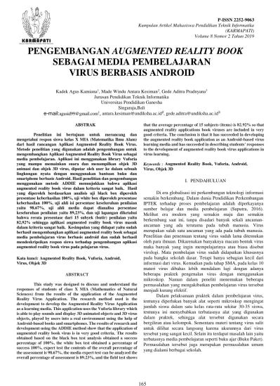 PENGEMBANGAN AUGMENTED REALITY BOOK SEBAGAI MEDIA PEMBELAJARAN VIRUS ...