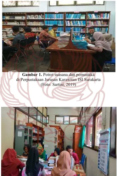 Gambar 1. Potret suasana dan pemustaka di Perpustakaan Jurusan Karawitan ISI Surakarta
