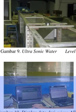 Gambar 10. Display  data dari micro ADV dan Ultra Sonic Water Level