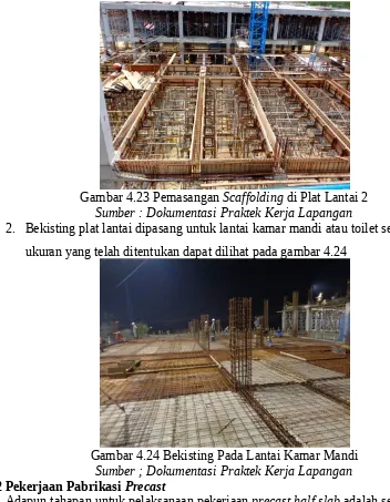 Gambar 4.23 Pemasangan Scaffolding di Plat Lantai 2