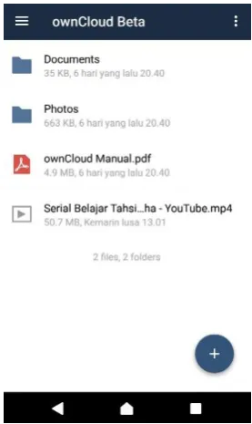 Gambar 8. Fitur dan tampilan ownCloud. 