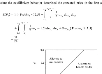 Fig. 2. The inefﬁciencies arise from two sources: ﬁrst, the bidding behavior of the bundle bidder,The behavior of the bundle bidder induces inefﬁciencies in this mechanism, which are illustrated inwhich may ensure himself a probability of zero or one of wi