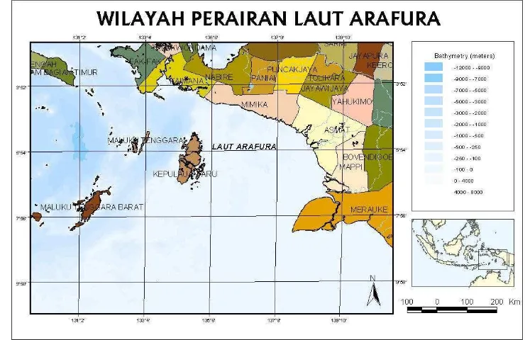 Gambar 8. Wilayah studi pengelolaan perikanan udang di Laut Arafura 