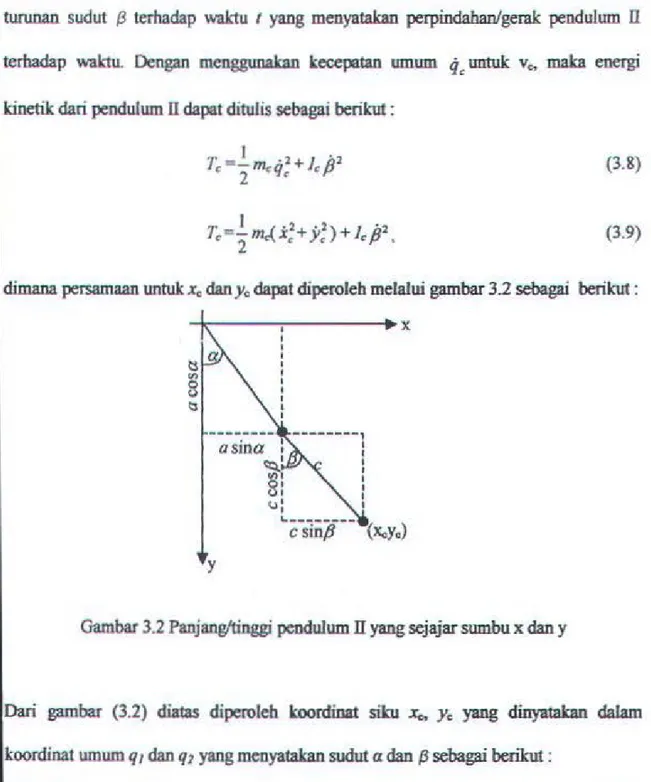 Gambar 3 . 2 Panjangltinggi  pendulum  n yang  sejajar sumbu x dan  y 