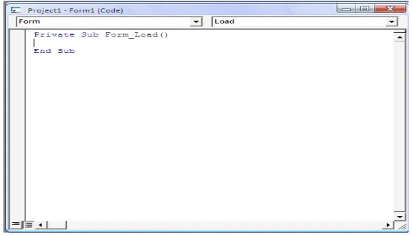 Gambar 2.12  Tampilan Jendela Code Window pada Visual Basic 6.0 